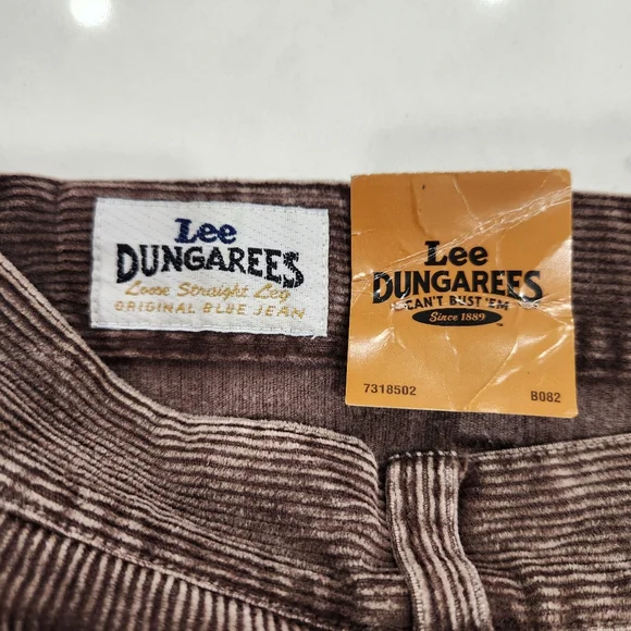 Vintage Lee Dungarees Corduroy Pants Mens 38/32 Brown Loose Straight Leg 80s 90s - Picture 7 of 13